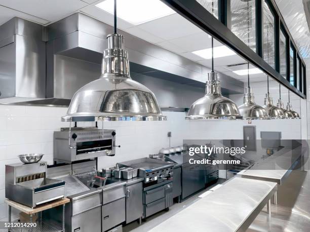 commercial kitchen - stainless steel stock pictures, royalty-free photos & images