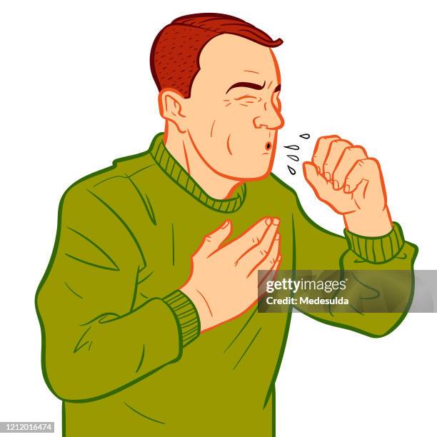 stockillustraties, clipart, cartoons en iconen met coronavirus hoest man - sneezing