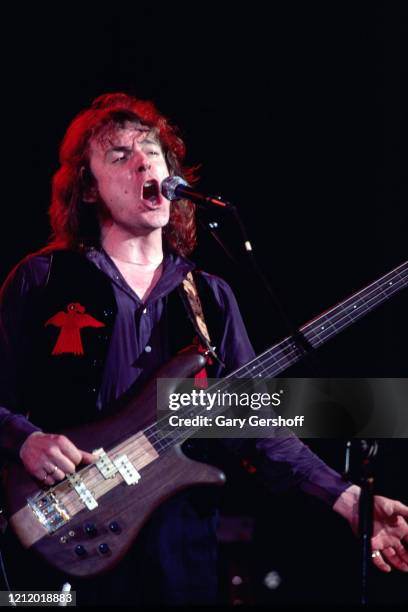 Scottish Rock, Jazz, and Blues musician Jack Bruce plays bass as he performs onstage during the 'Jack Bruce & Friends' tour at the Palladium, New...