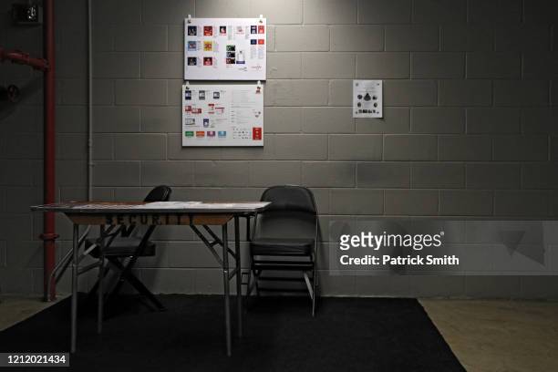 Security table is empty prior to the Detroit Red Wings playing against the Washington Capitals at Capital One Arena on March 12, 2020 in Washington,...