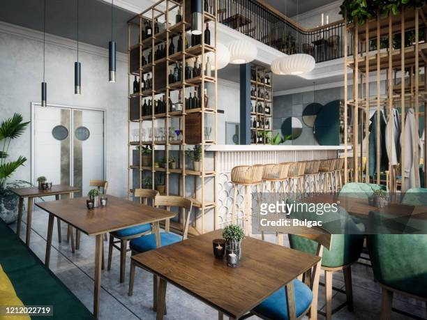 modern indoor café - empty store stock pictures, royalty-free photos & images
