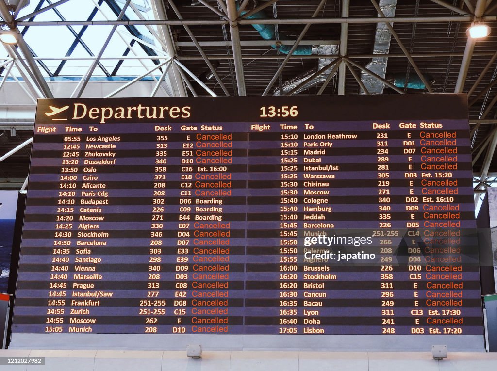Flight panel at an airport
