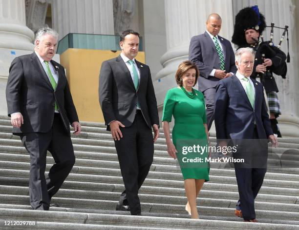 House Speaker Nancy Pelosi , Irish Taoiseach Leo Varadkar , Rep. Peter King and Rep. Richard Neal walk out of the U.S. Capitol after the annual...