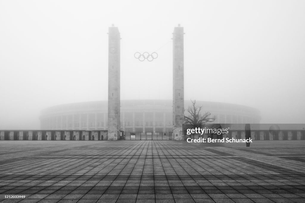 Olympic Stadium Berlin in the fog