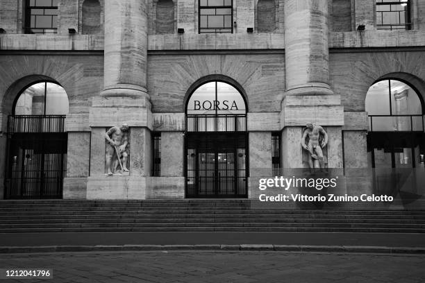 General view of the Milan Stock Exchange on March 12, 2020 in Milan, Italy. The Italian Government has strengthened up its quarantine rules, shutting...