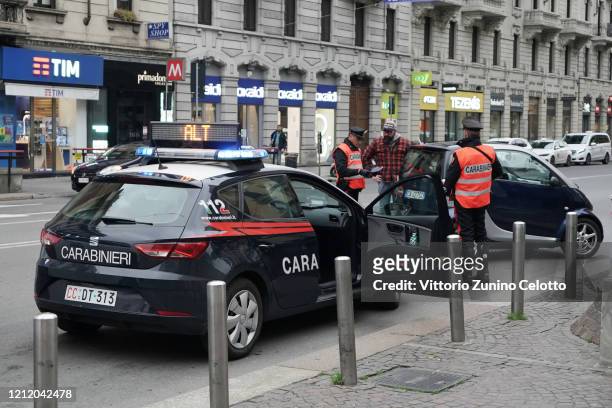 Italian Carabinieri check point on March 12, 2020 in Milan, Italy. The Italian Government has strengthened up its quarantine rules, shutting all...