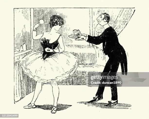 男人給一個舞者的禮物，維多利亞，19世紀 - 滑稽戲風格 幅插畫檔、美工圖案、卡通及圖標