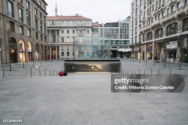 General view of the Apple Store on March 12, 2020 in Milan, Italy. The Italian Government has strengthened up its quarantine rules, shutting all...