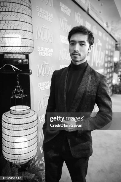 Yoson An attends the European Premiere of Disney's "MULAN" at Odeon Luxe Leicester Square on March 12, 2020 in London, England.