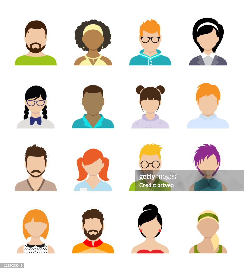 Conjunto de iconos de color de avatar