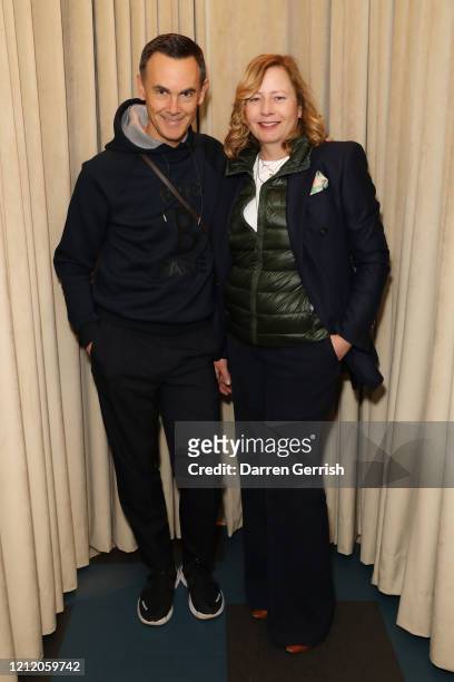 Nick Vinson and Sarah Mower attend as Jonathan Anderson and Jenny Galimberti celebrate the opening of the new JW Anderson, Soho on March 01, 2020 in...