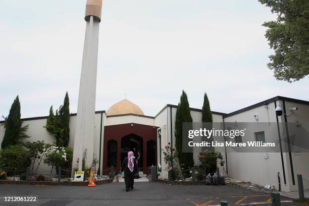 Masjid An-Nur mosque is seen just after dawn ahead of a special Juma Friday prayer service being held at Horncastle Arena on March 13, 2020 in...