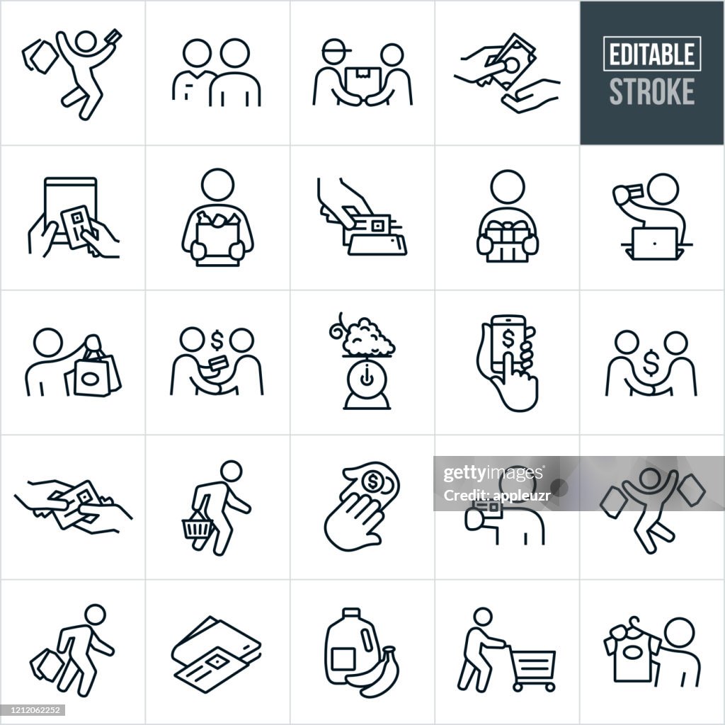 Shopping Thin Line Icons - Editable Stroke