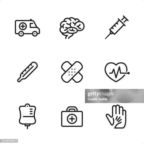 medicine - single line icons - ui kit stock illustrations