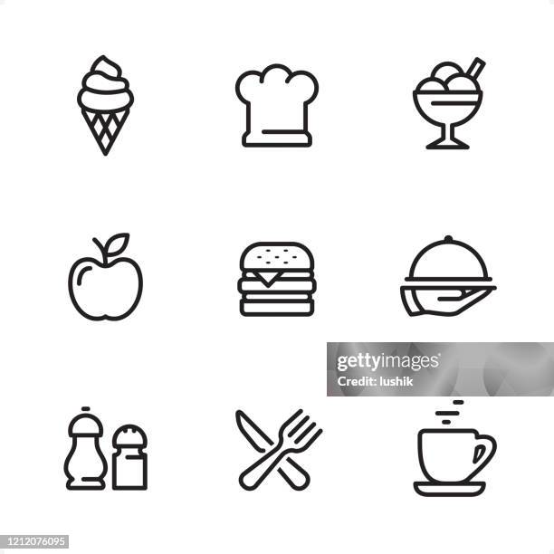 restaurant - single line icons - chef hands stock illustrations
