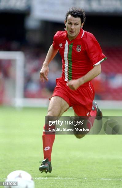 Ryan Giggs of Wales in action during the World Cup qualifying match against San Marino in Wales. Wales won the match 6-0. \ Mandatory Credit: Steve...