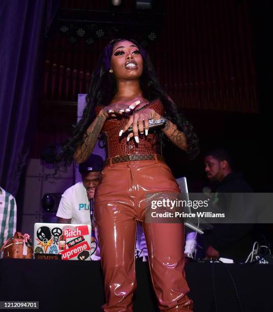 Rapper Asian Doll performs during The PTSD Tour In Concert at The Tabernacle on March 11, 2020 in Atlanta, Georgia.