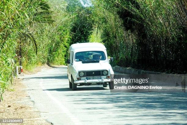 Coronavirus crisis, Saint-Tropez confined. Brigitte Bardot driving her Renault 4L car on April 25, 2020.