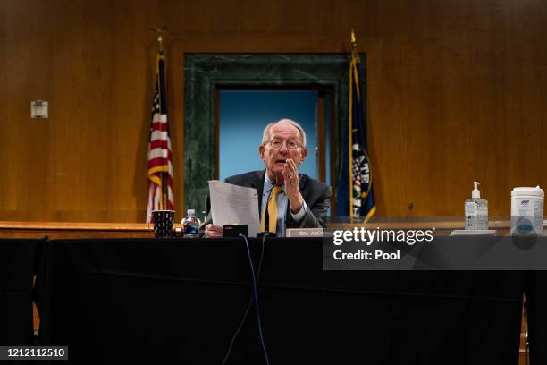 Chairman Lamar Alexander, R-Tenn., gives his closing remarks at a Senate Health Education Labor and Pensions Committee hearing on new coronavirus...