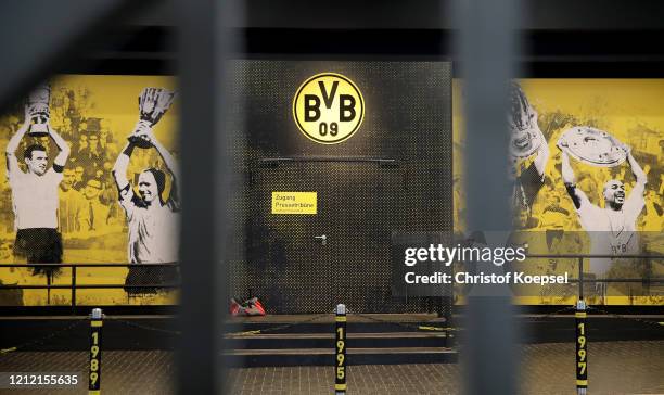 General view inside of the Signal Iduna Park on March 13, 2020 in Various Cities, Germany. The German football league DFL announced today that the...