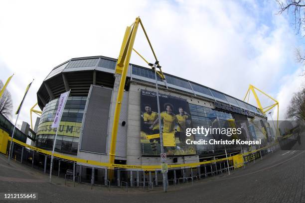 General view outside of the Signal Iduna Park on March 13, 2020 in Various Cities, Germany. The German football league DFL announced today that the...