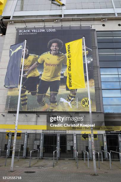 General view outside of the Signal Iduna Park on March 13, 2020 in Various Cities, Germany. The German football league DFL announced today that the...