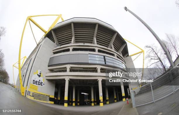 General view outside of the Signal Iduna Park on March 13, 2020 in Various Cities, Germany. The German football league DFL announced today that the...