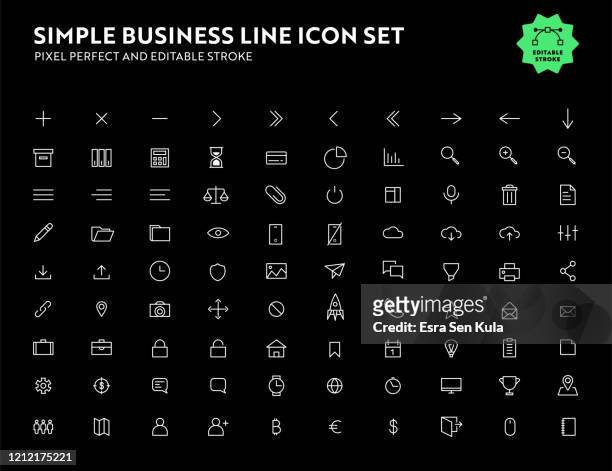 simple business line icon set pixel perfect and editable stroke - graphical user interface stock illustrations
