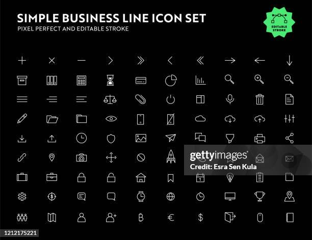 simple business line icon set pixel perfect and editable stroke - clip art email stock illustrations