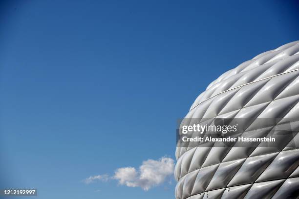 General view outside of the Allianz Arena on March 13, 2020 in Munich, Germany. The German football league DFL announced today that the upcoming...