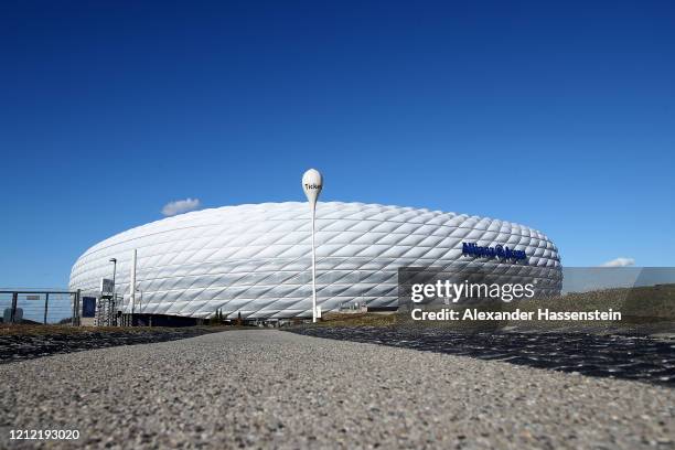 General view outside of the Allianz Arena on March 13, 2020 in Munich, Germany. The German football league DFL announced today that the upcoming...