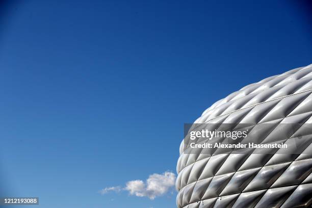 General view outside of the Allianz Arena on March 13, 2020 in Munich, Germany. The German football league DFL announced today that the upcoming...