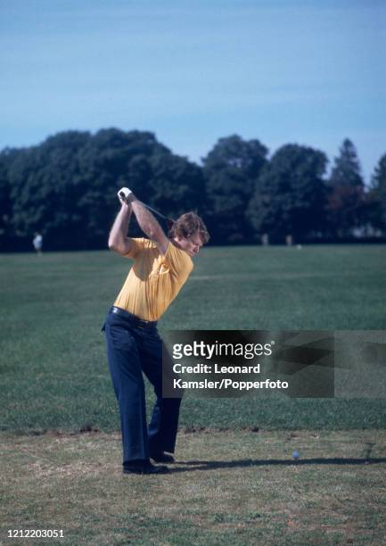 American golfer Tom Watson, circa February 1975. Image number 4 from a sequence of 10. NOTE TO EDITORS: This image is part of an instructional golf...