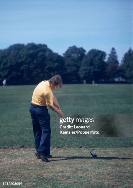 American golfer Tom Watson, circa February 1975. Image number 6 from a sequence of 10. NOTE TO EDITORS: This image is part of an instructional golf...