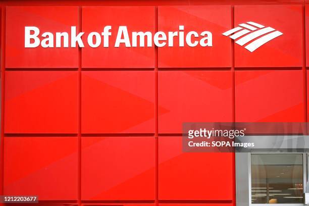 Bank of America logo is seen on one of their branches.