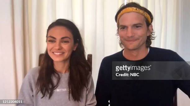 Episode 1255E -- Pictured in this screengrab: Mila Kunis and Ashton Kutcher on May 4, 2020 --