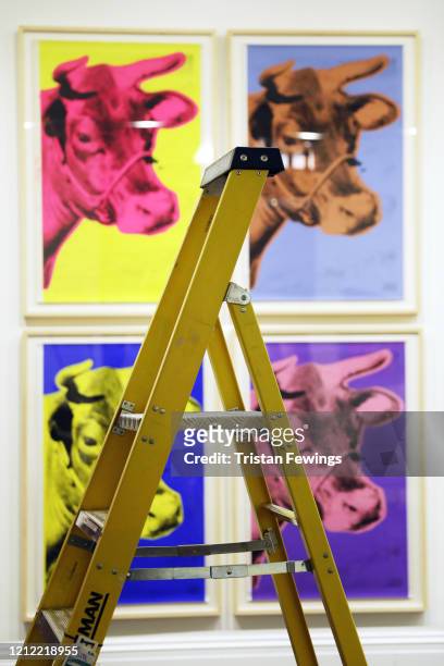 Andy Warhol’s ‘Cow ’ goes on view at Sotheby's on March 14, 2020 in London, England. The sale of the painting will take place on Thursday 19th March...