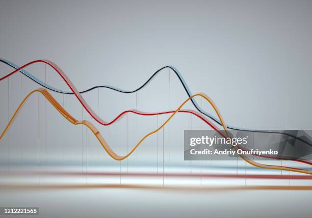 abstract multi colored curve chart - liniendiagramm stock-fotos und bilder