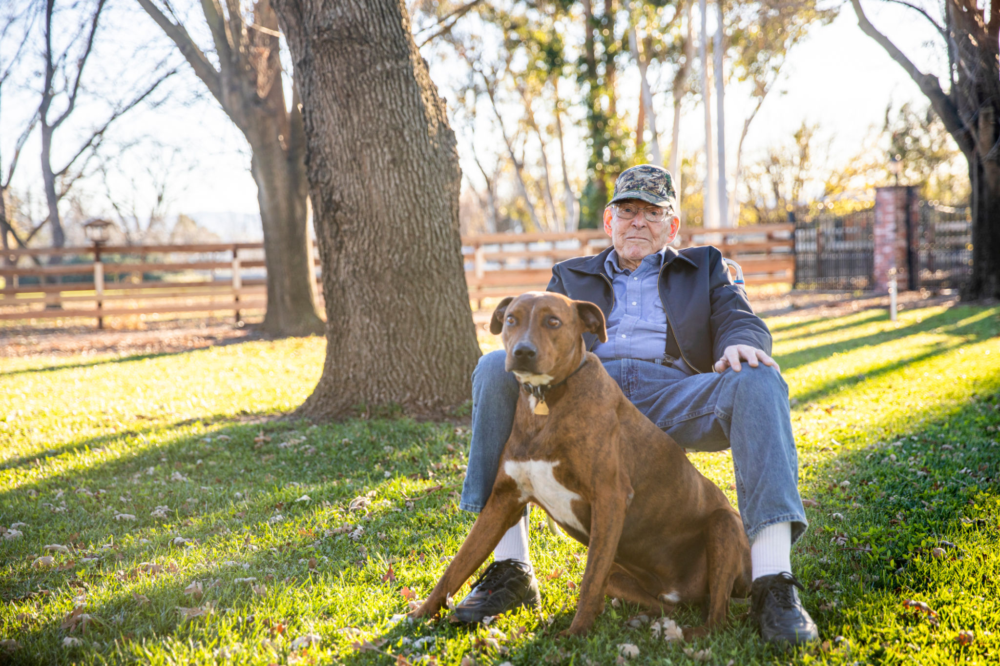 Portrait of a Senior Farmer with his Dog Portrait of a Senior Farmer with his Dog