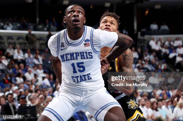 Lance Thomas, head coach of the Memphis Tigers blocks out against the Wichita State Shockers during a game on March 5, 2020 at FedExForum in Memphis,...