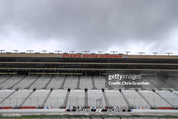 General view of the track and pit road at Atlanta Motor Speedway on March 13, 2020 in Hampton, Georgia. NASCAR is suspending races due to the ongoing...