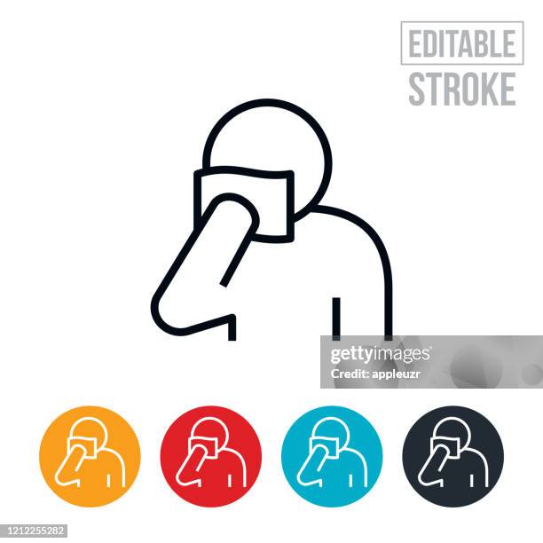 blood vial sample thin line icon - editable stroke - handkerchief stock illustrations