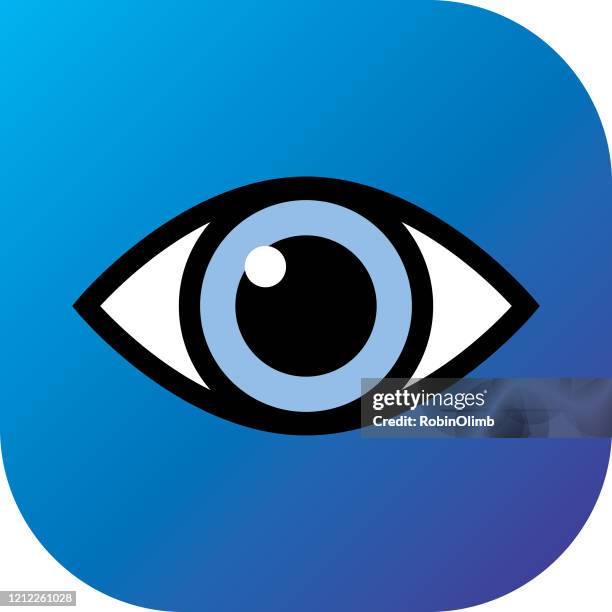 illustrations, cliparts, dessins animés et icônes de icône bleue d’oeil de gradient - oeil humain