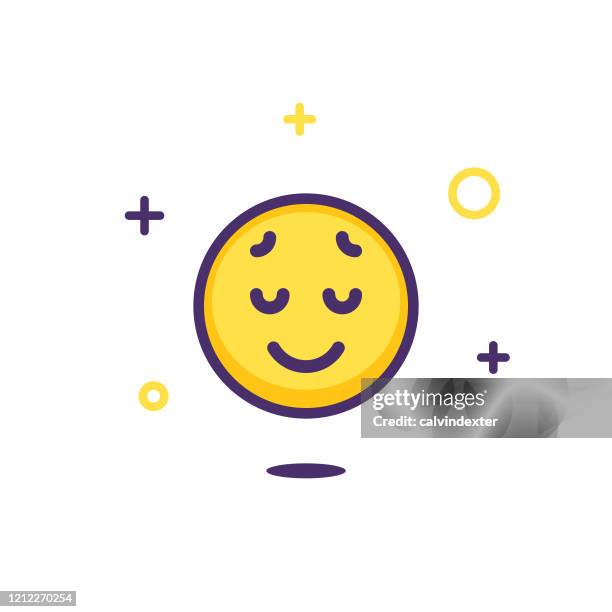 illustrazioni stock, clip art, cartoni animati e icone di tendenza di design emoticon con scintille e stelle - serenità