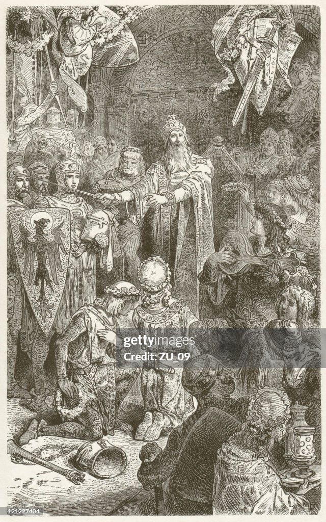 Barbarossa celebrates the knighting of his two sons in 1184