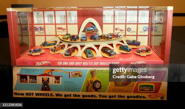 An original 1968 Hot Wheels store display valued at an estimated $50,000 is displayed during ToyCon 2020 at the Eastside Cannery Casino Hotel on...