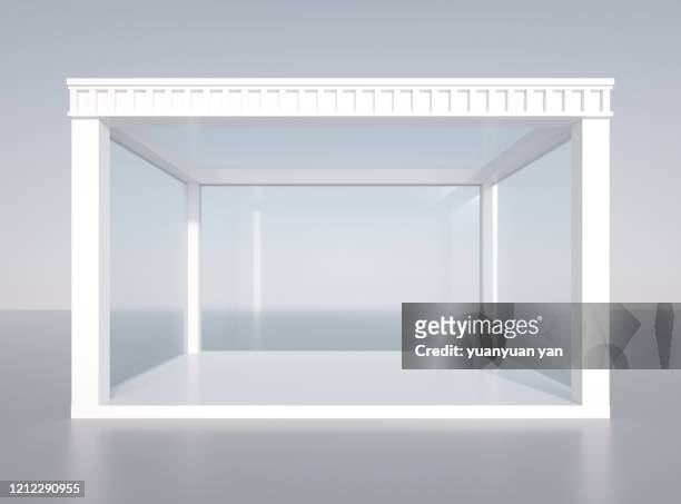3d rendering glass show room background - 3d glass stock pictures, royalty-free photos & images