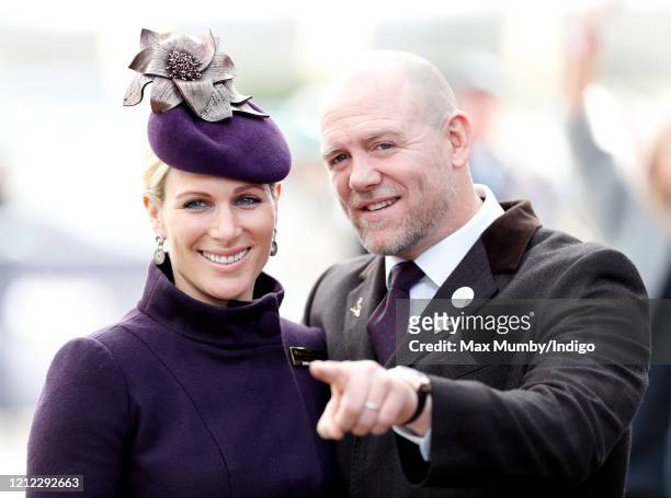 Zara Tindall and Mike Tindall attend day 4 'Gold Cup Day' of the Cheltenham Festival 2020 at Cheltenham Racecourse on March 13, 2020 in Cheltenham,...