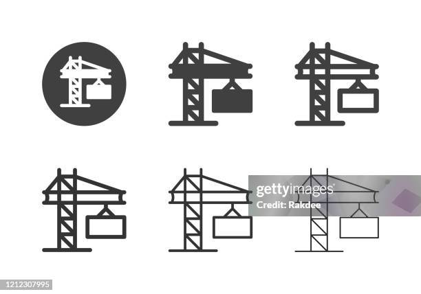 cargo crane icons - multi series - hoisted stock illustrations