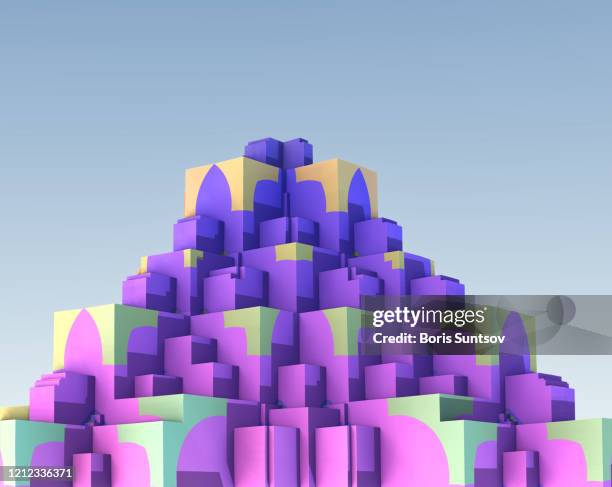 gradient pyramid - futuristic idea - skyscraper stock illustrations stockfoto's en -beelden